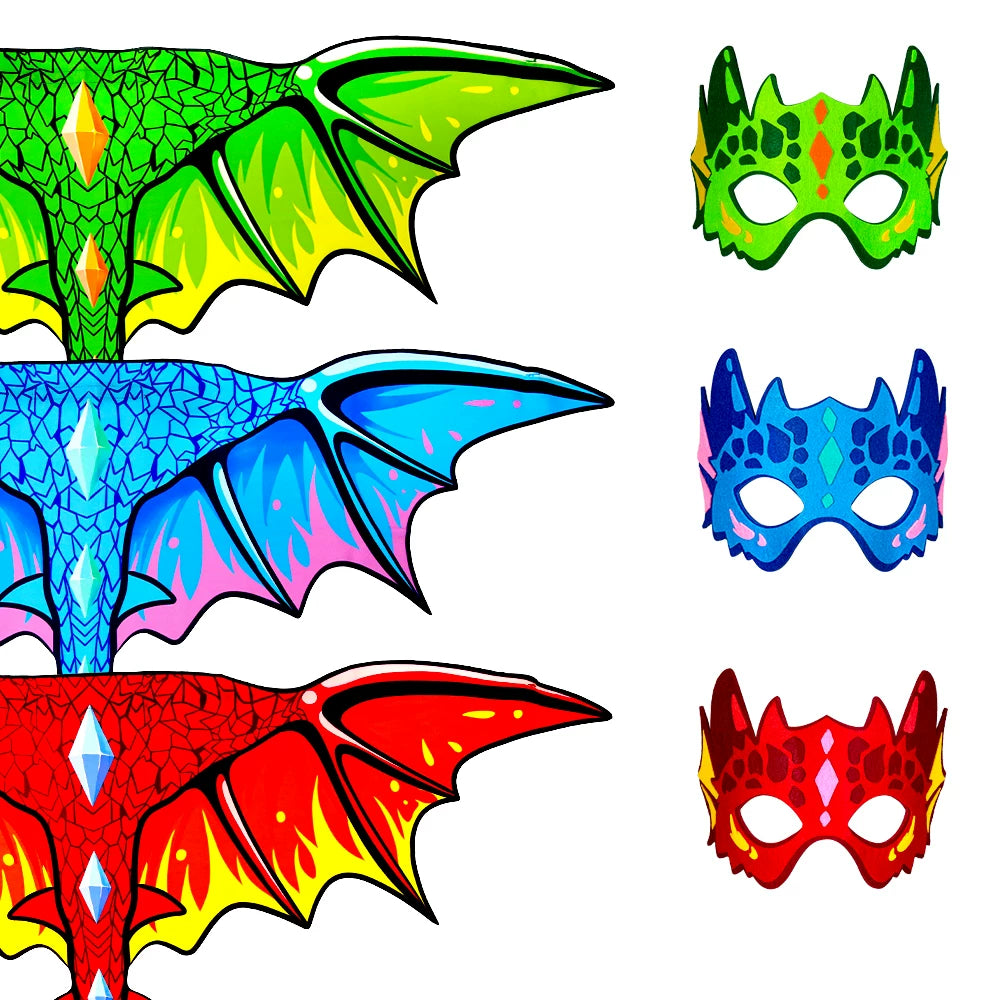 Kids Dinosaur Wing and Mask Set for Jurassic Theme Parties and Halloween