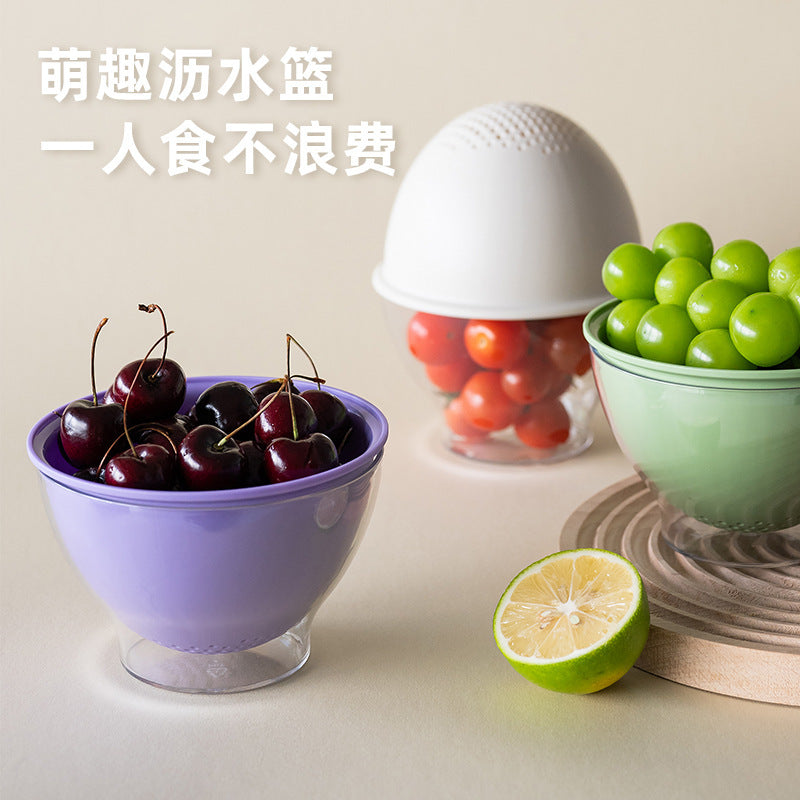 Mini Double-Layer Fruit Washing Drain Basket with Storage