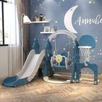 Kids Indoor Outdoor Castle Slide Swing Set with Music for Toddlers and Babies