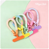 Colorful Coiled Lanyard Keychain for Phones and Bags, Anti-Loss Elastic Spring Rope with Clip