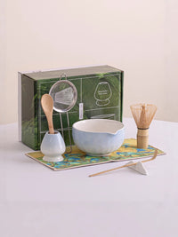 Japanese Ceramic Matcha Tea Ceremony Set with Bamboo Whisk and Bowl