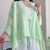 Women's Knitted Hollow Out Ethnic Style Poncho Shawl for Spring/Summer