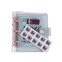 Mini PVC Money Saving Binder with Pockets, Portable Budget Planner Organizer for Cash and Cards