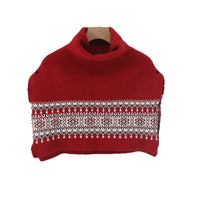 Fair Isle Vintage High-Neck Knitted Shawl Scarf for Women, Autumn/Winter Warm Layering Neck Warmer