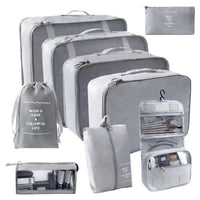 9-Piece Travel Organizer Set for Toiletries, Cosmetics, and Clothing