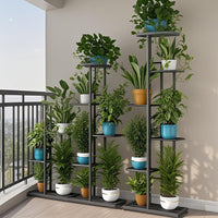 Multi-Tier Rolling Metal Plant Stand for Indoor/Outdoor Use