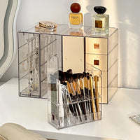 Cosmetic Lipstick Storage Box Dustproof Desktop Display Organizer with Drawers