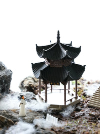 Miniature Ancient Chinese Pavilion Model for Micro Landscape Bonsai Decor