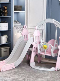 Kids' Indoor/Outdoor Castle Slide and Swing Set with Ball Pit