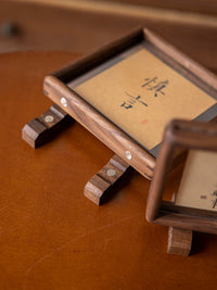 Double-Sided Transparent Solid Wood Photo Frame for Desk Display, 5x7 inch, Chinese Calligraphy Art Mounting