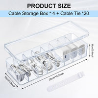 Desktop Cable Organizer Box with 8 Compartments and Dustproof Lid
