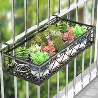 Outdoor Balcony Wall-Mounted Iron Railing Hanging Plant Pot Holder European Style Flower Stand
