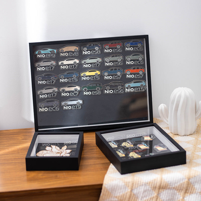 Magnetic Display Frame with Soft Magnetic Board and Buckles for Refrigerator, 7-8 Inch Storage Box for Badges and Collectibles