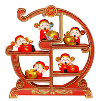 New Year Five Blessings God of Wealth Figurine Set for Home and Office Decor