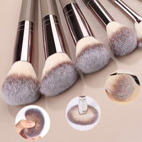 15-Piece Champagne Portable Soft Bristle Makeup Brush Set with Foundation and Blush Brushes