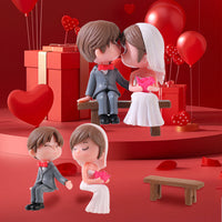Miniature Couple Figurines with Bench for Micro Landscape Decor