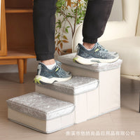 Pet Stairs Anti-Slip 3-Step Foldable Pet Bed Cat Dog House Golden Diamond Velvet