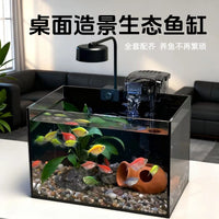 Crystal Clear Glass Aquarium Tank for Fish and Turtles, Desktop Eco-Cycle Filter Ready