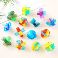 Transparent Glazed Luban Lock Puzzle Set Brain Teaser Disentanglement Toy