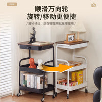 3-Tier Mobile Storage Cart with Adjustable Tabletop and Drawers for Home, Snacks, and Sofa Side