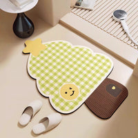 Cartoon Diatomaceous Earth Bath Mat Super Absorbent Non-Slip Quick Dry Floor Mat for Bathroom Bedroom Entryway