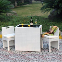 LBFHFC-016 Outdoor Patio Wicker Dining Set, Garden Rattan Table and Chairs for Balcony, Multi-Person Seating