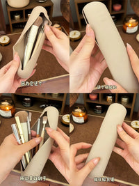 Magnetic Silicone Makeup Brush Holder Portable Dustproof Travel Cosmetic Bag for Women