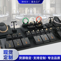Luxury Black Brushed PU Jewelry Display Stands for Rings, Pendants, and Necklaces