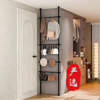 Adjustable Tension Rod Garment Rack for Door Back or Entryway, Floor-to-Ceiling Clothes Hanger Storage