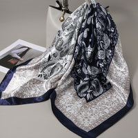 Women's Square Silk Scarf for All Seasons - 90x90cm Lightweight Shawl for Shirts and Dresses