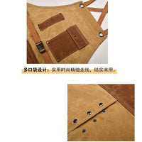 Waxed Canvas Apron with Cross-Back Straps for Woodworking, Gardening, and Crafts