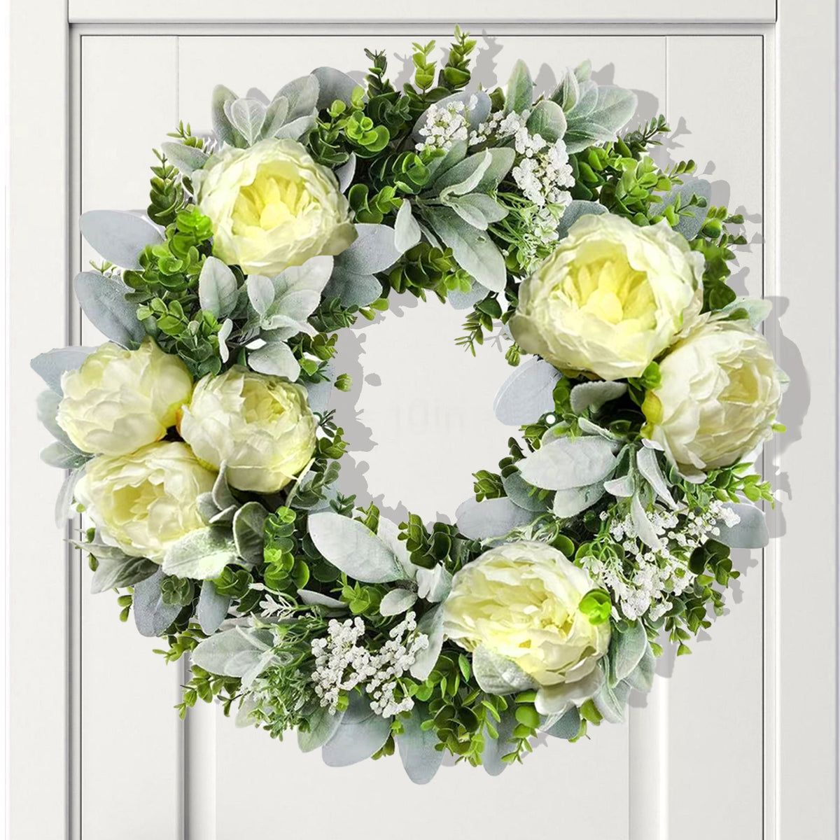 Spring Summer Peony and Eucalyptus Wreath for Front Door Home Decor