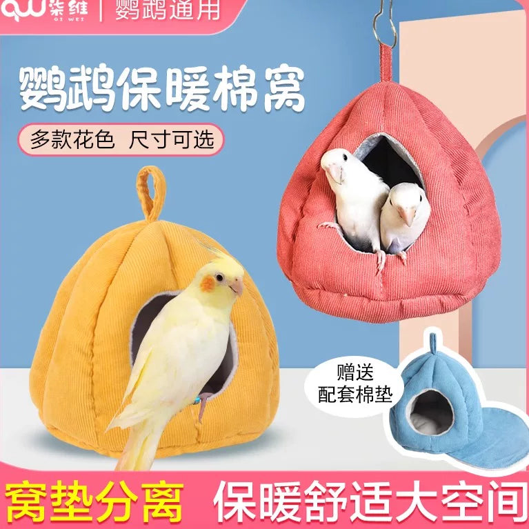 Warm Parrot Bird Nest for Winter, Thickened Cotton Birdhouse for Small to Medium Birds