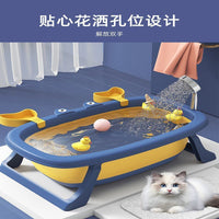 Foldable Pet Bathtub Portable Cat Dog Washing Basin with Toys