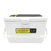 Solar-Powered Fishing Bait Box with Aerator Pump, Insulated Live Bait Cooler for Fishing