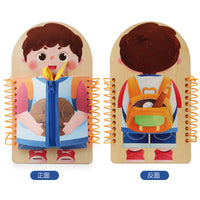 Montessori Wooden Busy Board for Toddlers - Multi-Layer Dressing & Learning Activity Toy