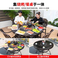 Outdoor Cast Aluminum BBQ Dining Set - Patio Garden Terrace Waterproof Sunscreen Leisure Table and Chair Combination