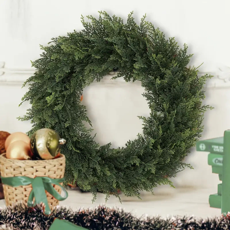 Artificial Cedar Wreath for Front Door & All-Season Home Decor