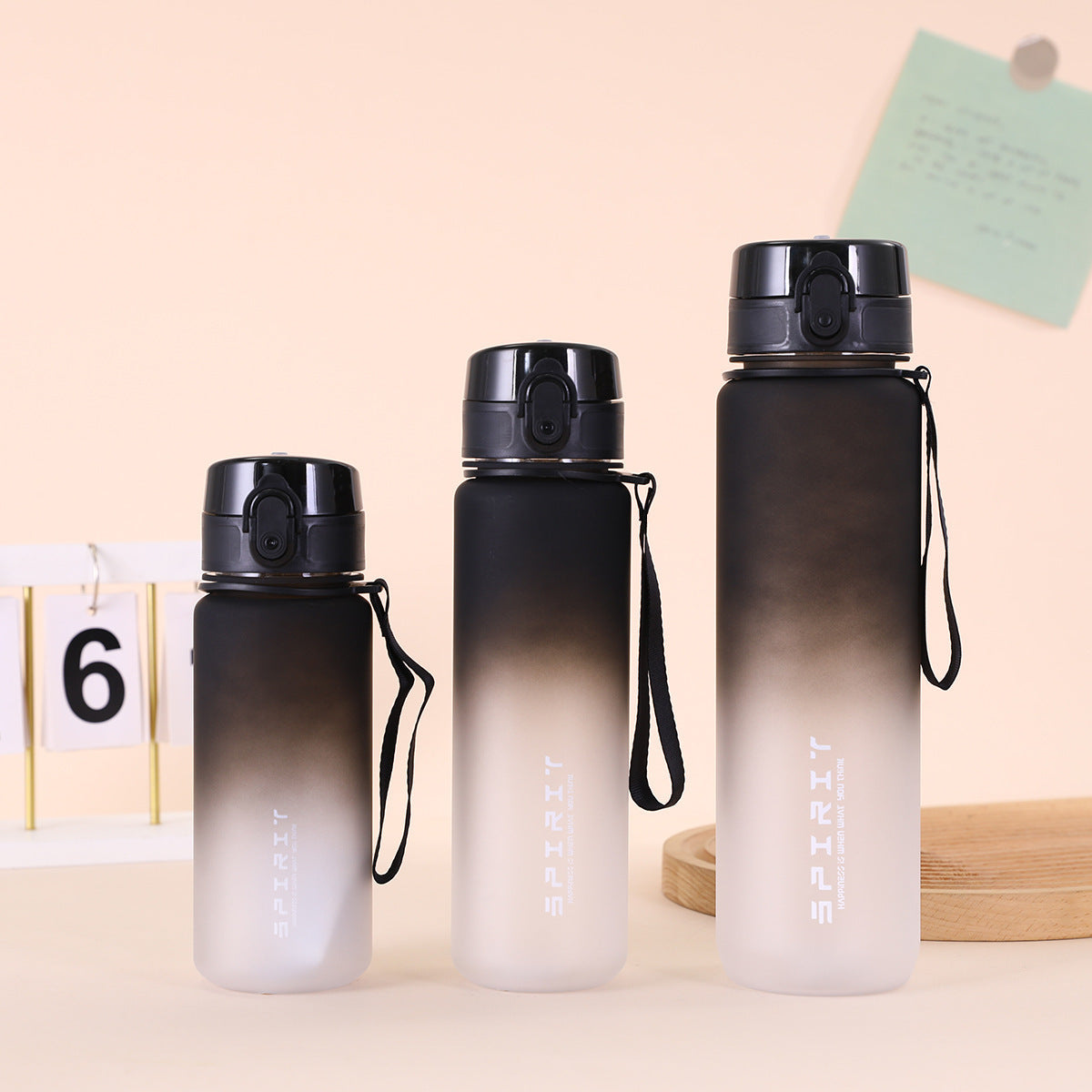 Gradient Frosted Water Bottle with Straw, Large Capacity Portable Sports Water Jug for Summer