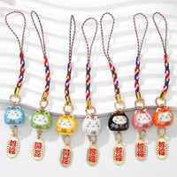 Lucky Cat Ceramic Keychain with Lanyard for Bags and Phones