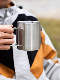 304 Stainless Steel Folding Cup Double-Layer Insulated Mug for Outdoor Camping Hiking Coffee