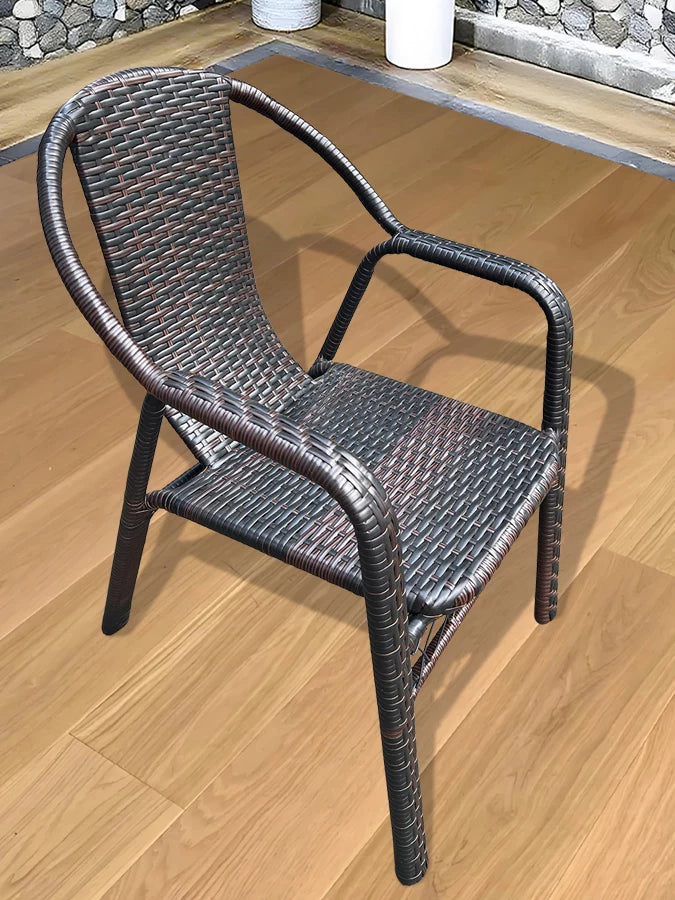 Rattan Woven Armchair for Outdoor and Indoor Use, Heavy-Duty Anti-Tip Design
