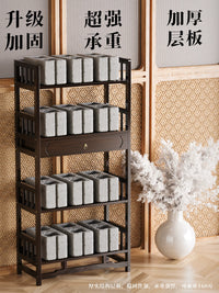 New Chinese Style Tea Cabinet Side Table with Storage Shelves and Drawers
