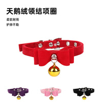 Velvet Bow Tie Pet Collar with Bell for Cats and Small Dogs