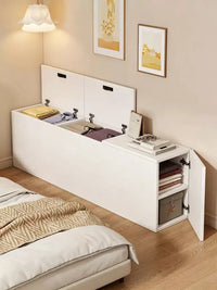 Solid Wood Bedside Table Narrow Storage Cabinet with Side Door for Small Spaces