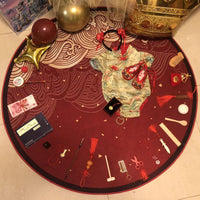 First Birthday Ceremony Mat Kids Round Grasping Mat Bedroom Living Room Grasping Carpet Red New Chinese Style Grasping Floor Mat Supplies