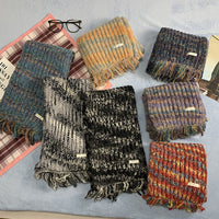 Retro Tassel Tie-Dye Mixed Color Scarf for Autumn/Winter