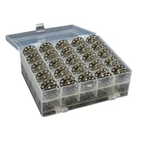Sewing Machine Bobbin Case with 36 Transparent Bobbins and Thread