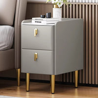 Ultra-Narrow Rock Board Nightstand, Modern Minimalist Leather Storage Cabinet, Light Luxury Small 25cm High Mini Bedside Table
