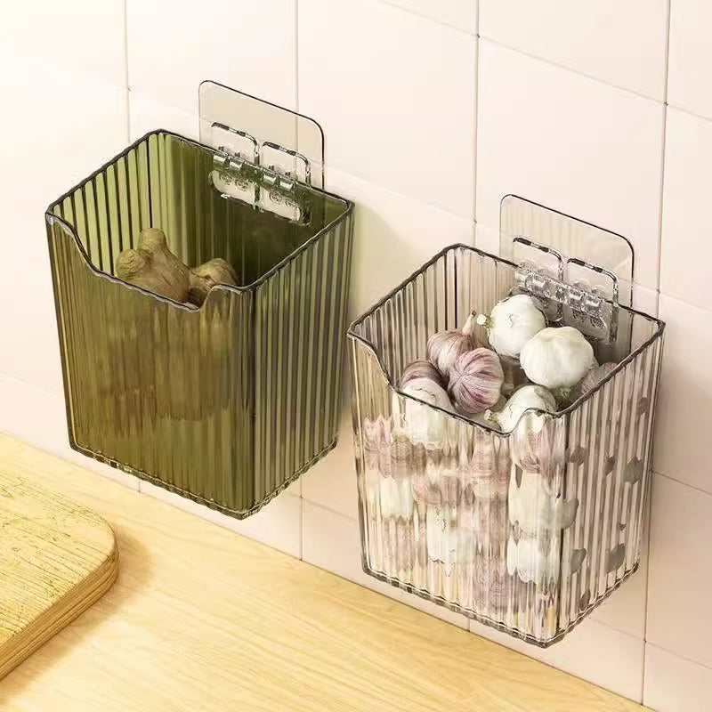 Wall-Mounted Plastic Storage Basket for Kitchen & Bathroom